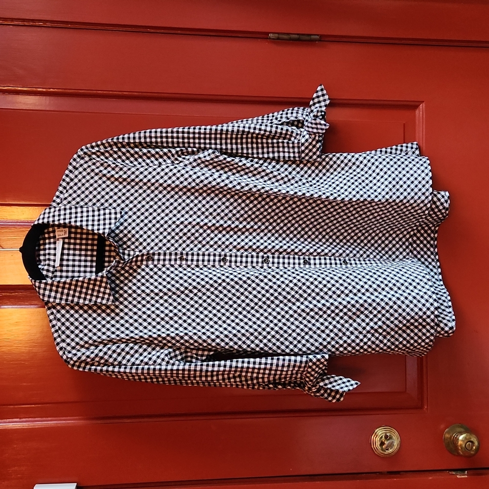 Susan Graver blank gingham tunic blouse Size 14